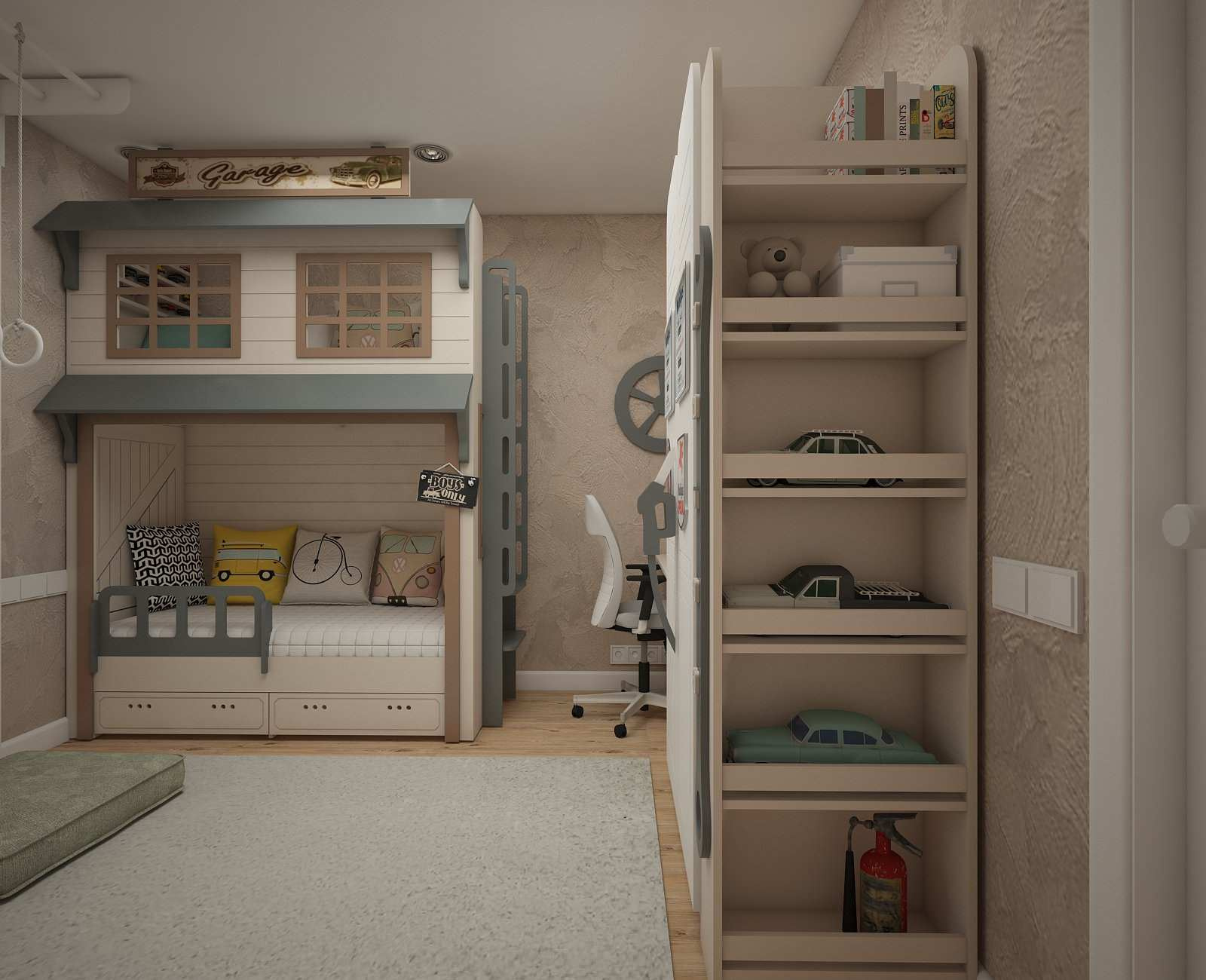 Комната для мальчика в стиле гараж