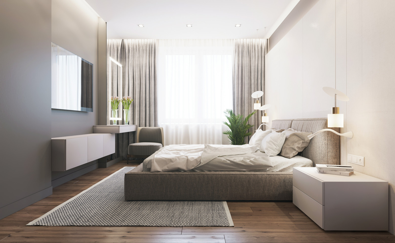 BEDROOM. WHITE FLAT