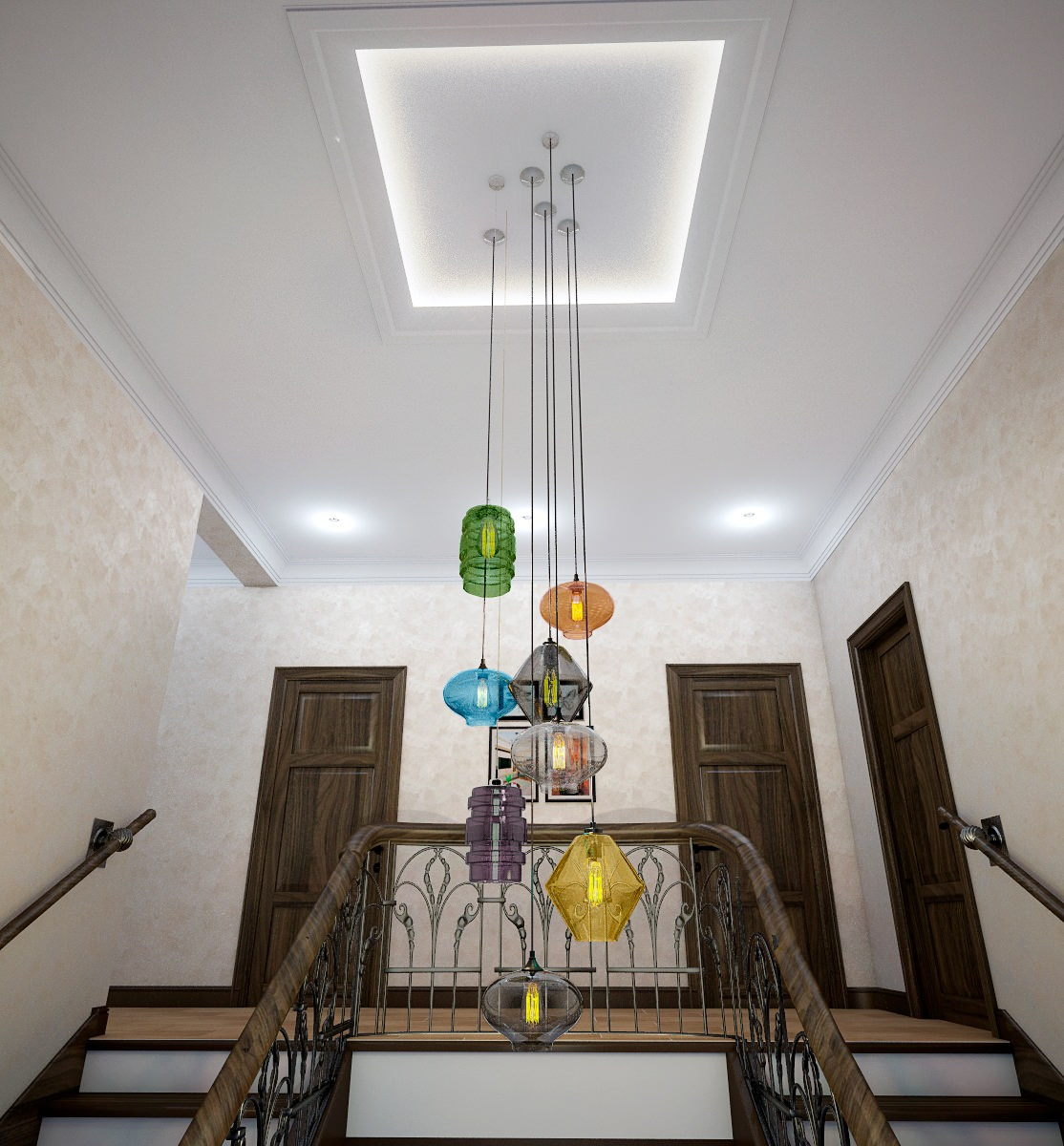 Дом в Щекино. Комната отдыха и лестничное пространство