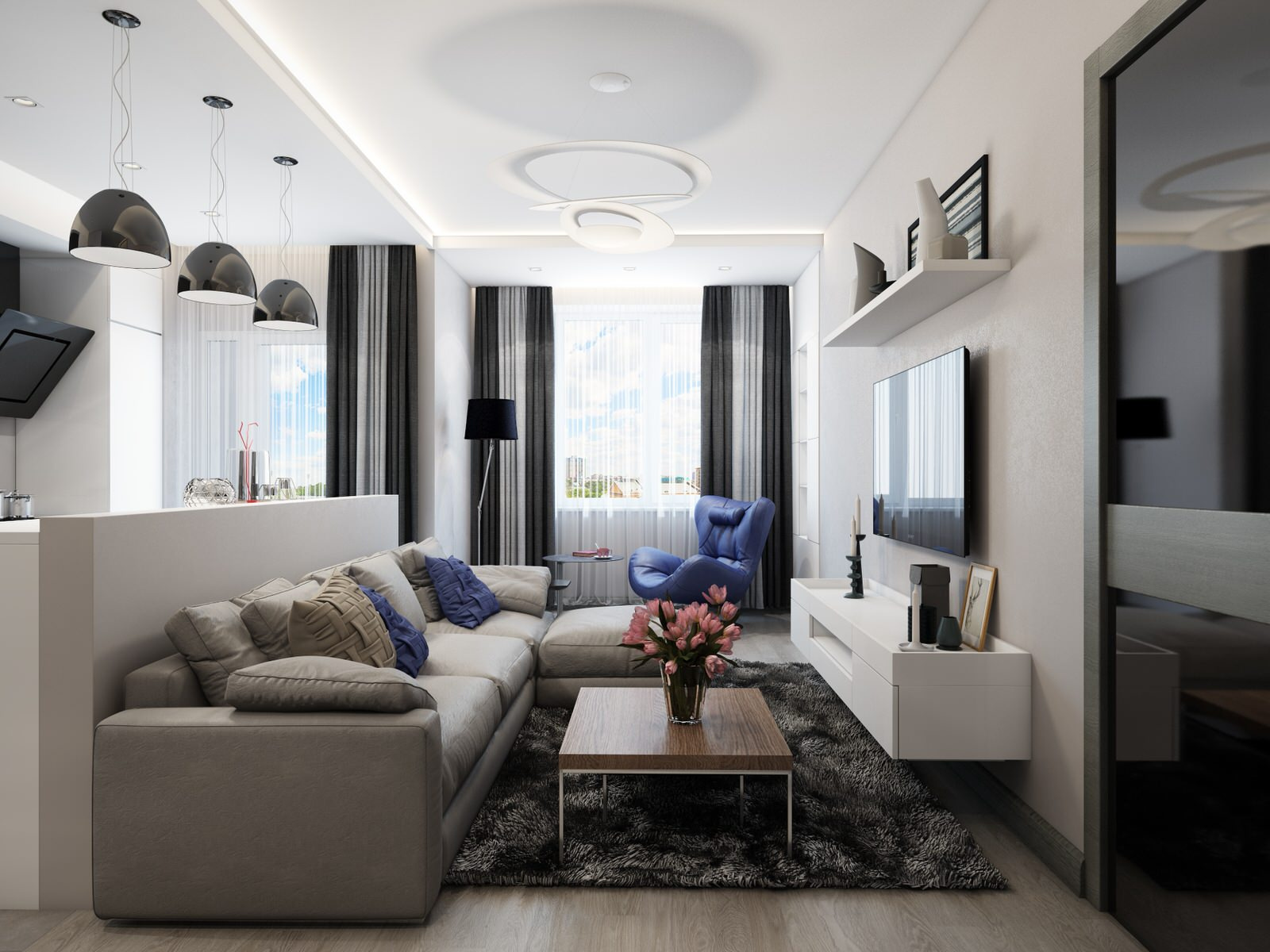 Interior design in apartment "Monochromnity"