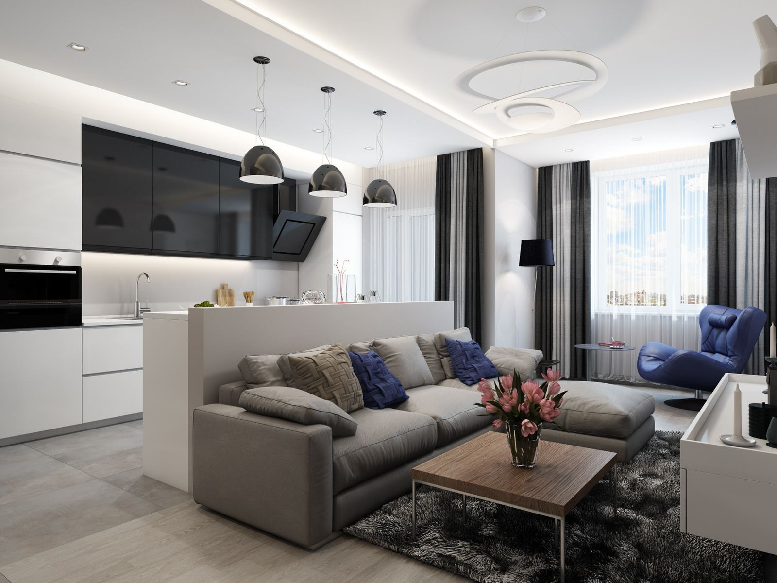 Interior design in apartment "Monochromnity"