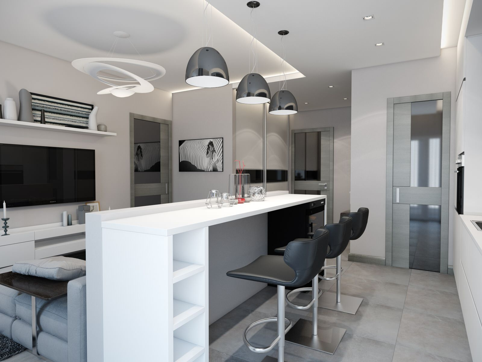 Interior design in apartment "Monochromnity"