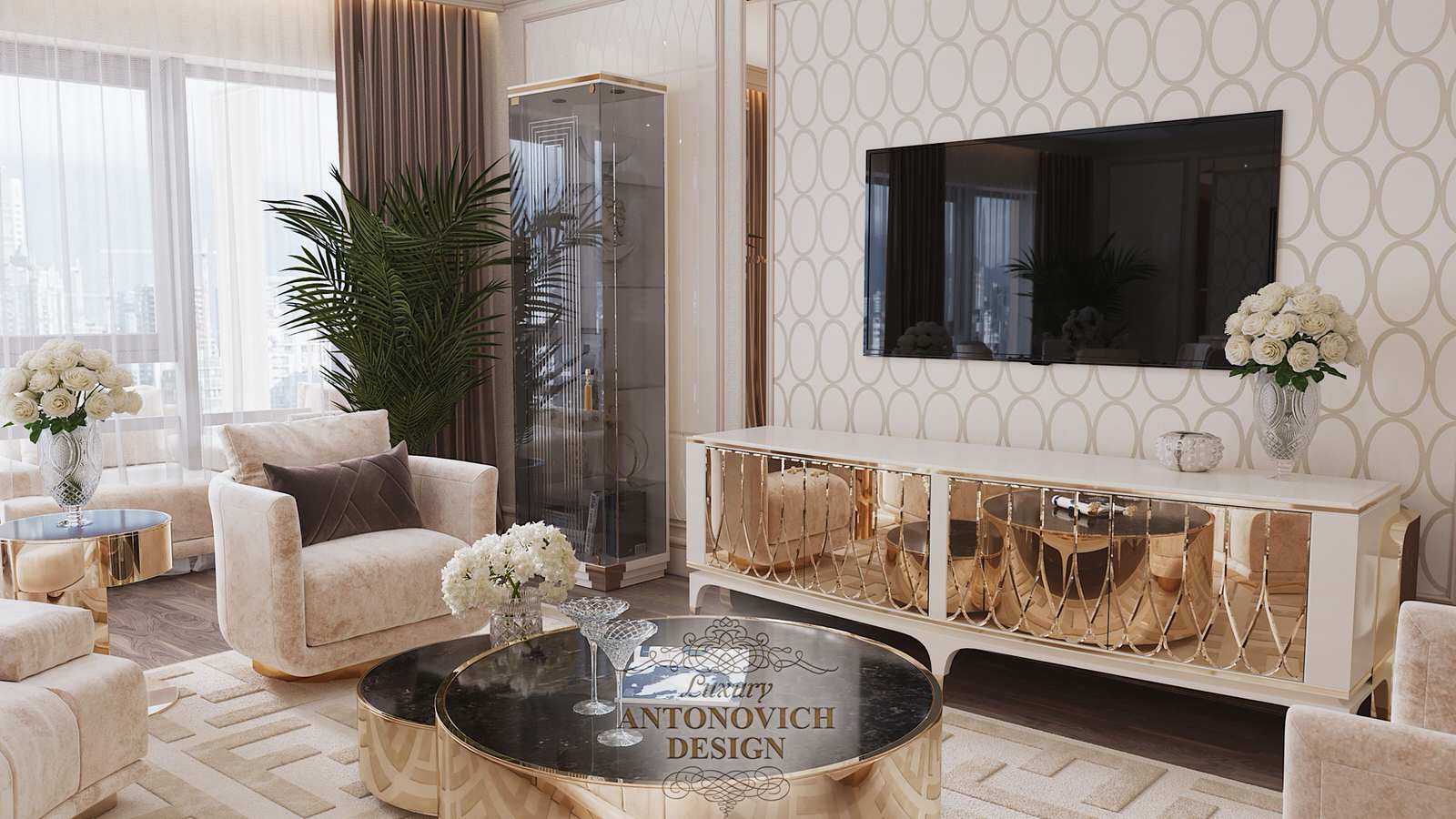 Великолепная гостиная от Luxury Antonovich Design