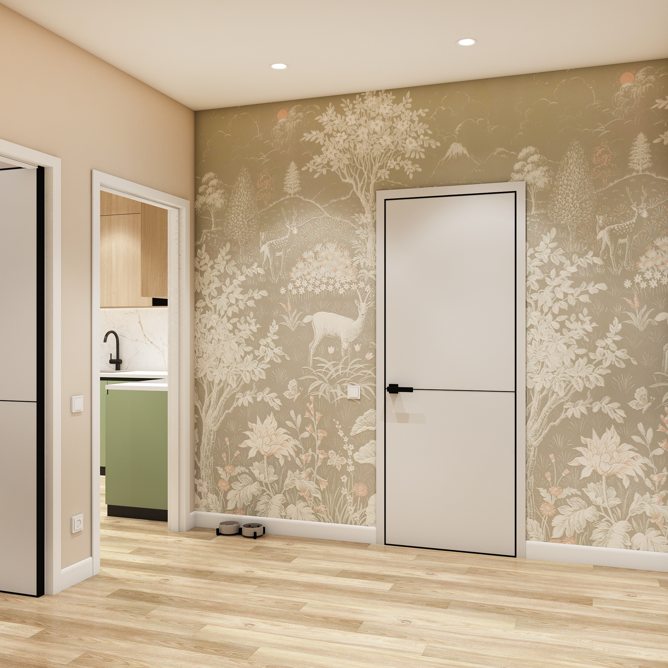 Яркая акцентная прихожая в ЖК Первый на Правом