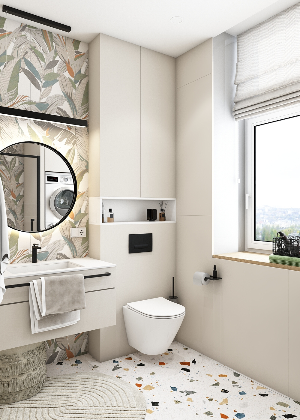 Санузел с душевой в ЖК Первый на Правом