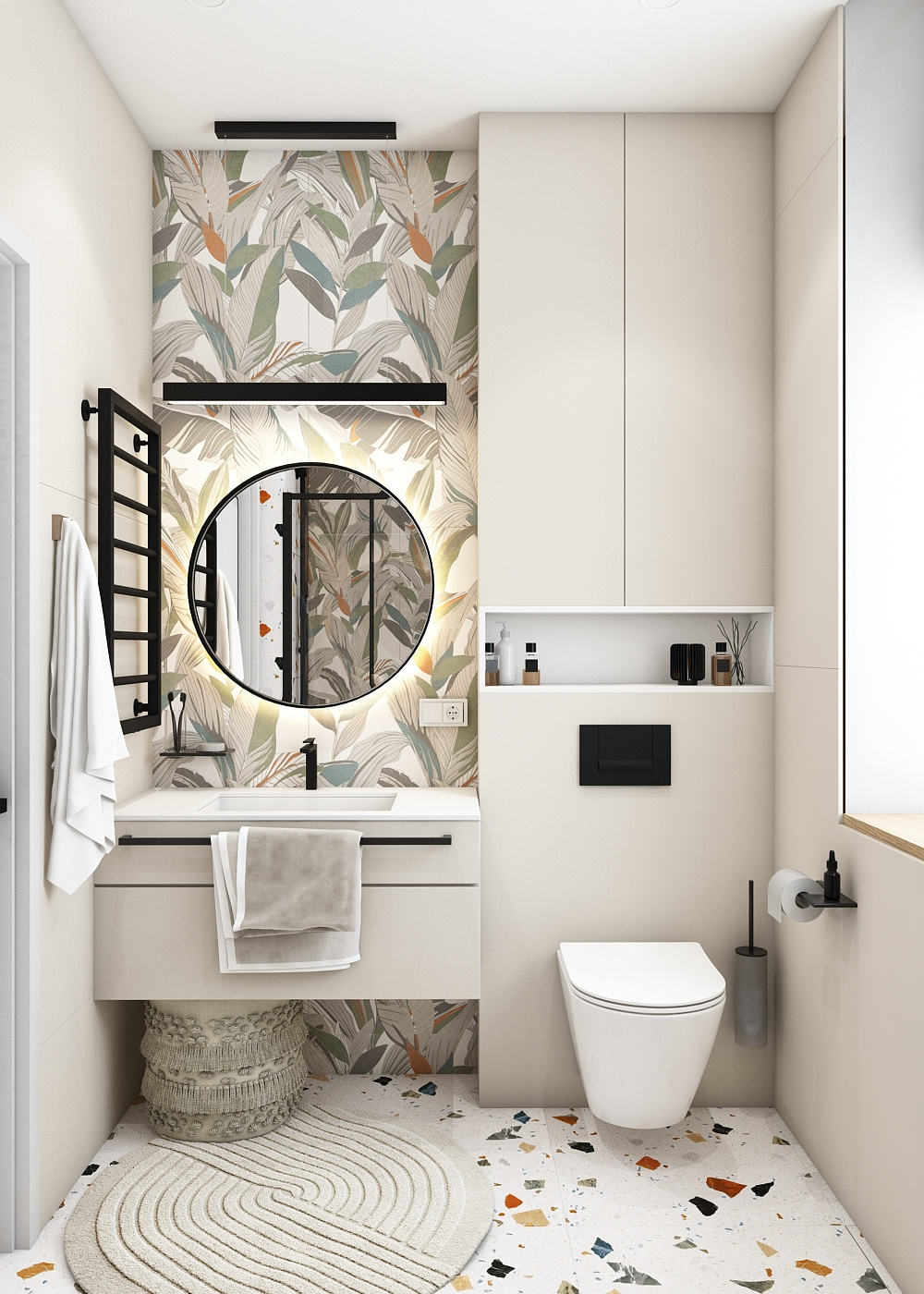 Санузел с душевой в ЖК Первый на Правом