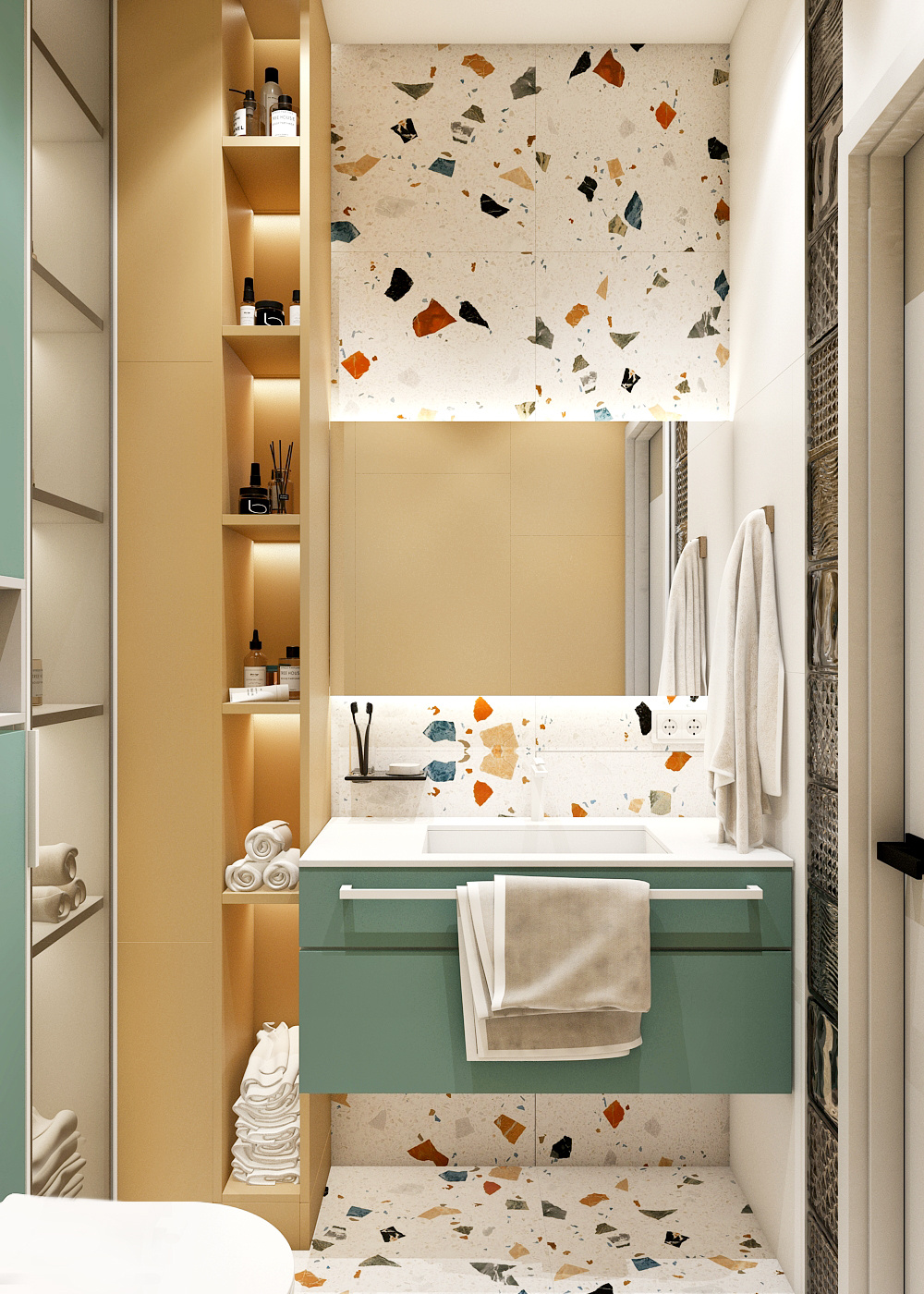 Обложка проекта: Яркий санузел в ЖК Первый на Правом