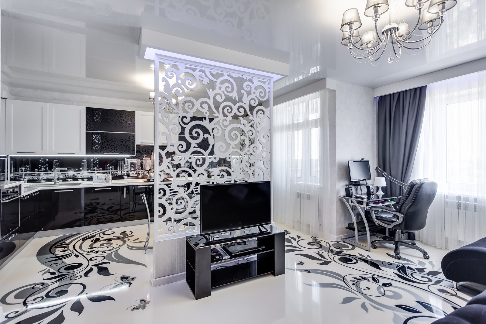 Союз белого и черного в интерьере квартиры