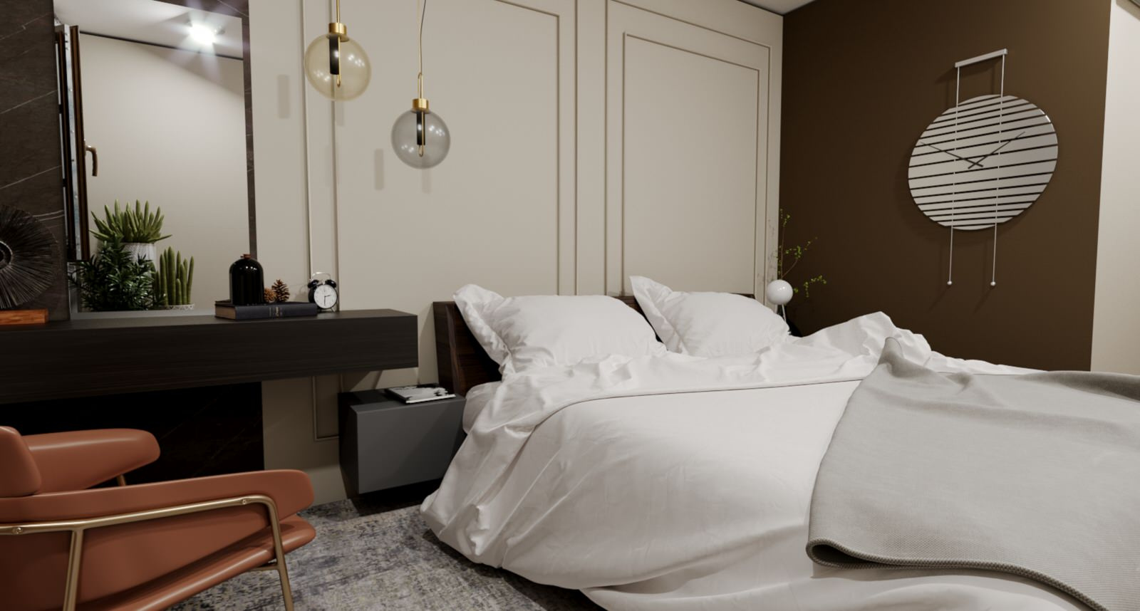 Interior design in a modern classic