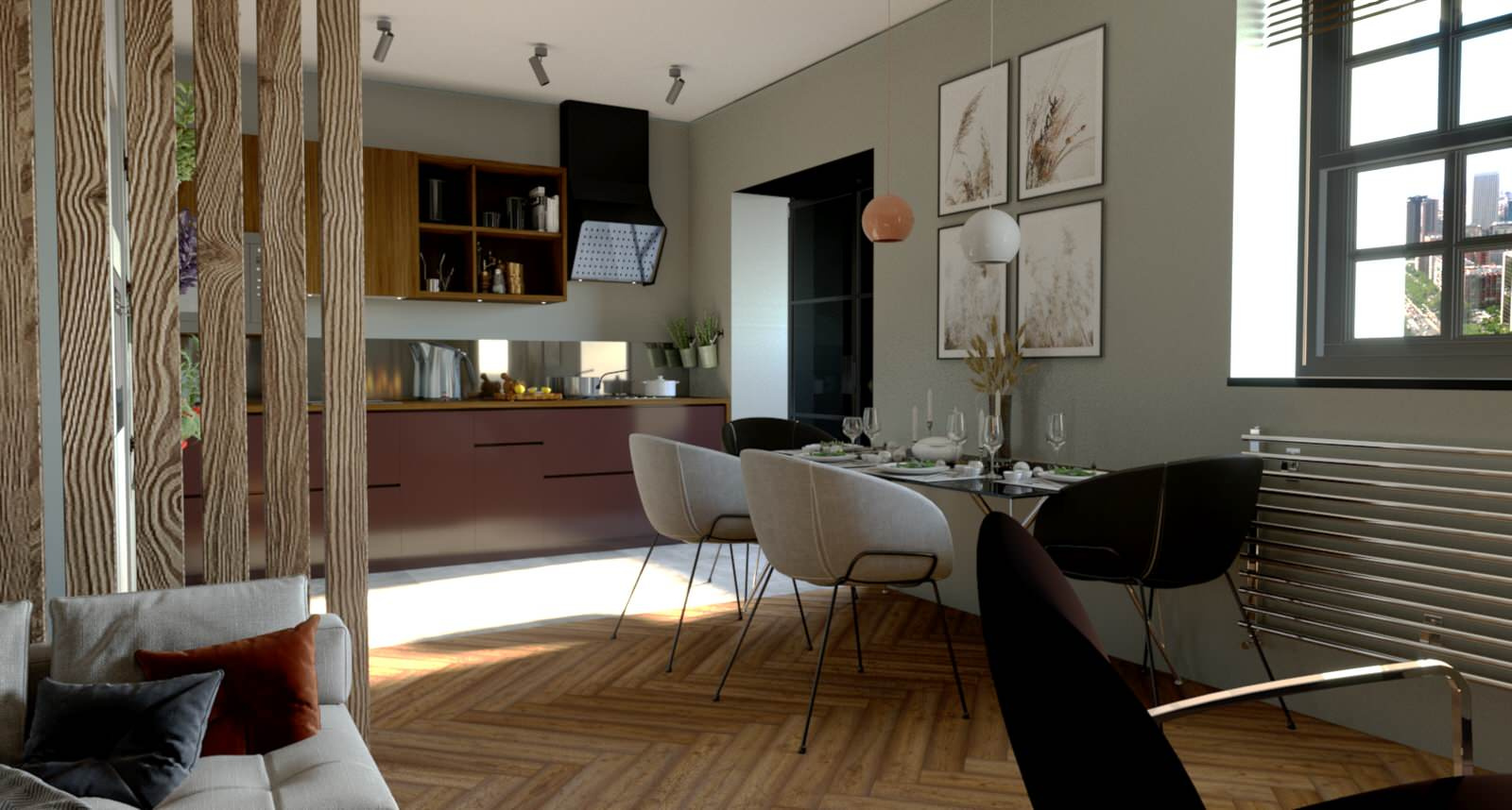 Interior design in a modern classic