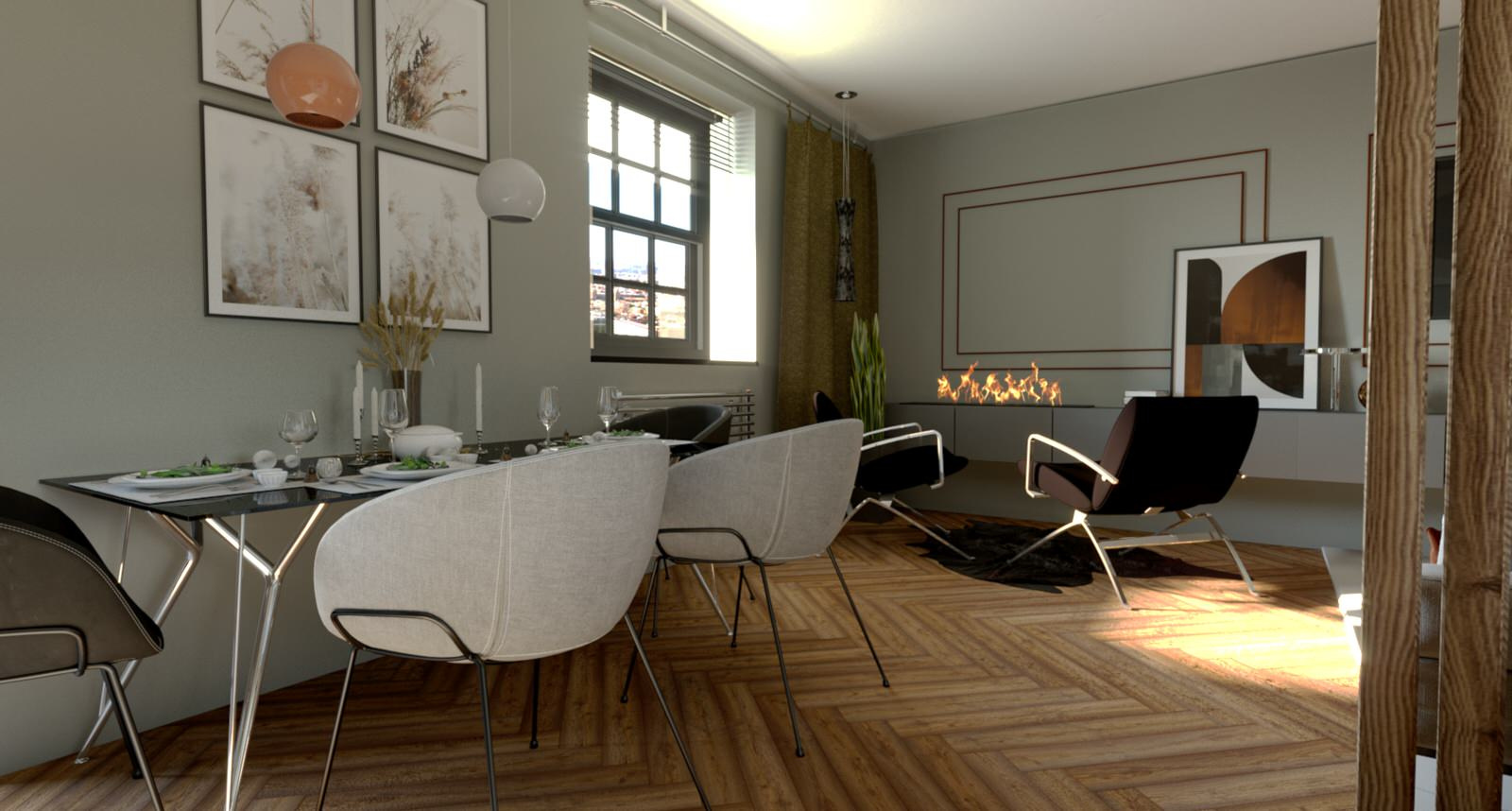 Interior design in a modern classic