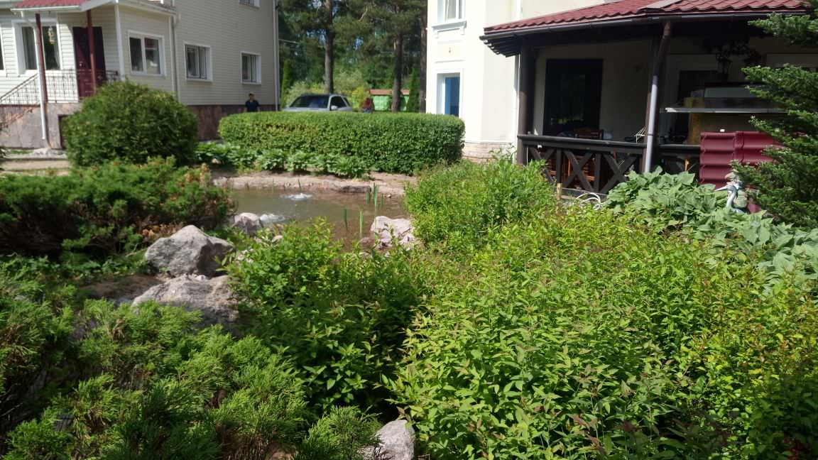 Декоративный водоём с рыбой в Агалатово (ЛО)