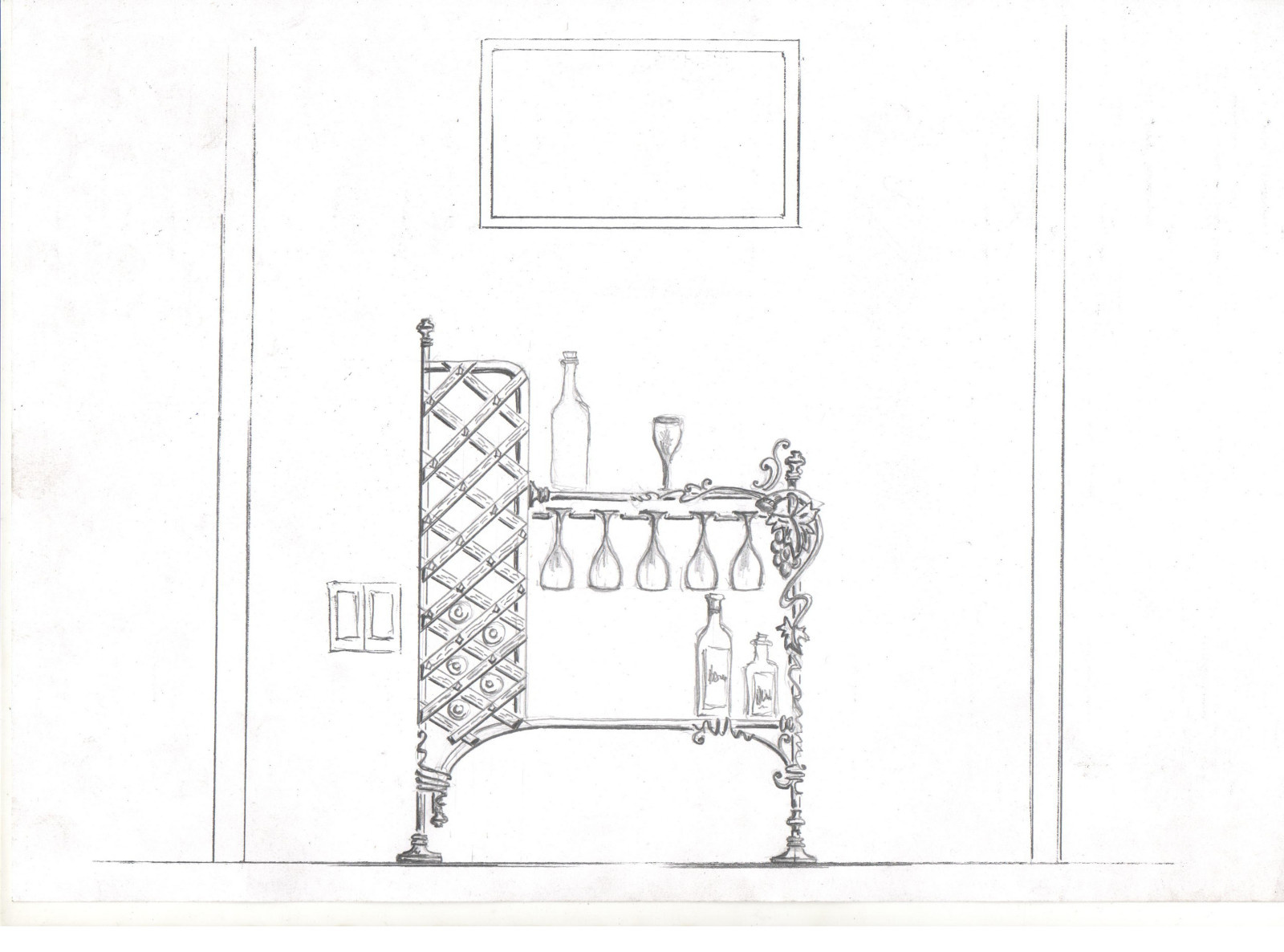 Ковка в интерьере. Винный стеллаж.