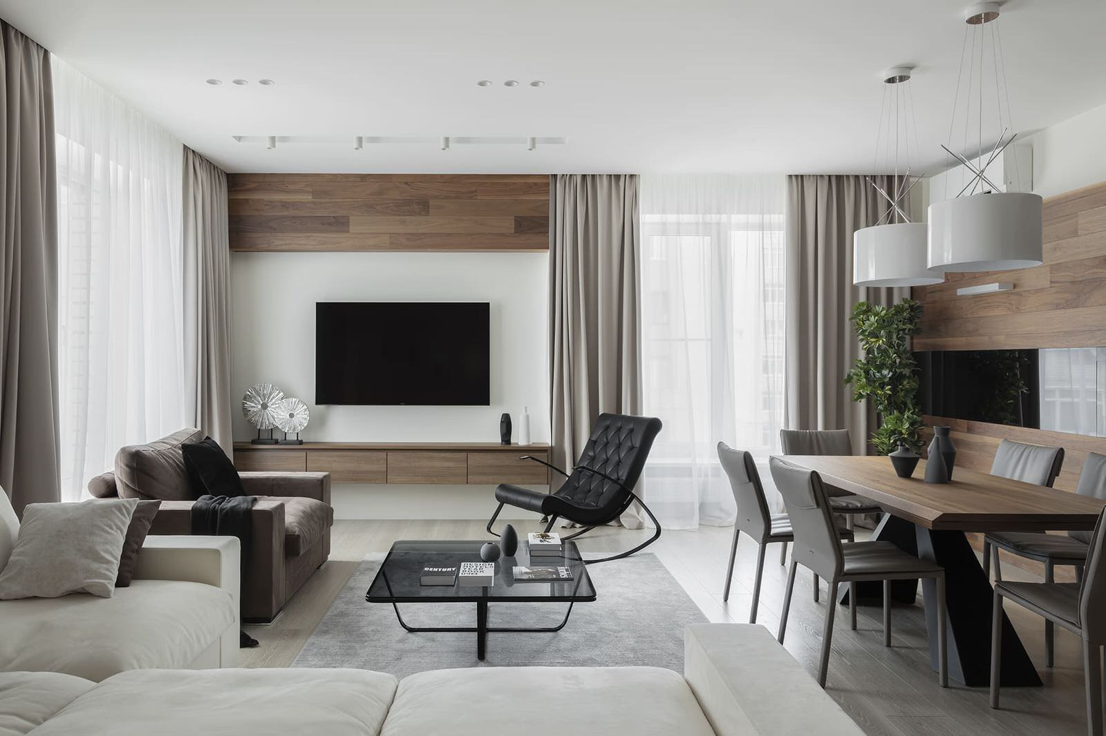 Обзор современной квартиры 170 квм. Полы без плинтуса. Двери в потолок.