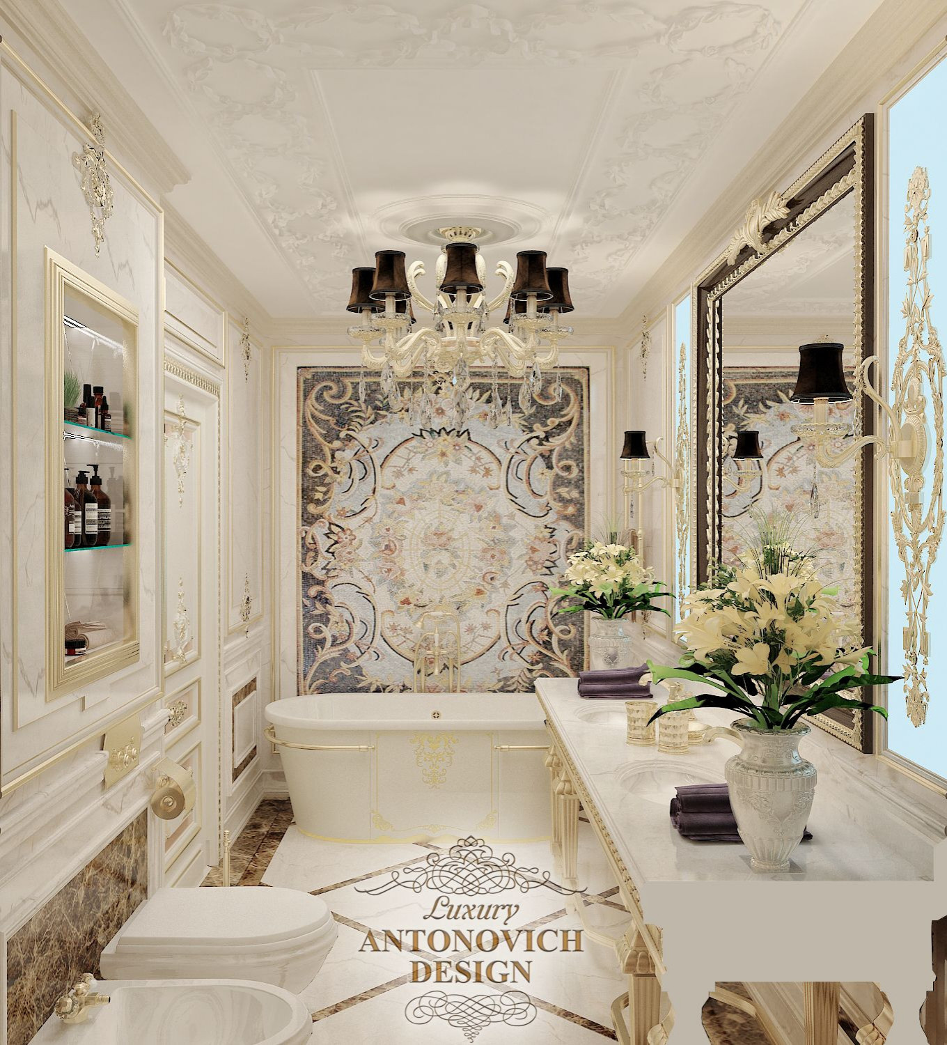 Дизайн интерьера ванной комнаты от студии Luxury Antonovich Design