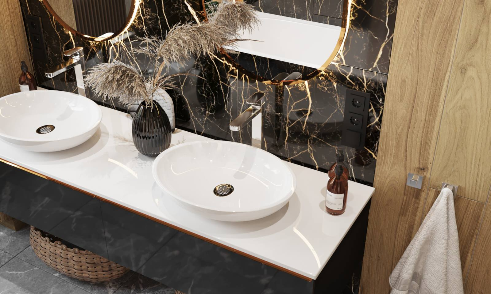 Современная ванная комната с окном