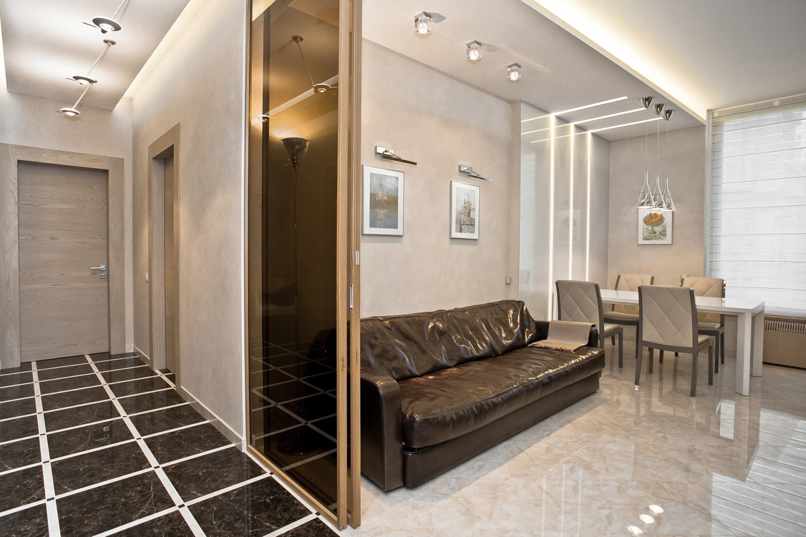 Минимализм в теплый тонах. Квартира. ЖК "Residence". 105 м.кв. Санкт-Петербург