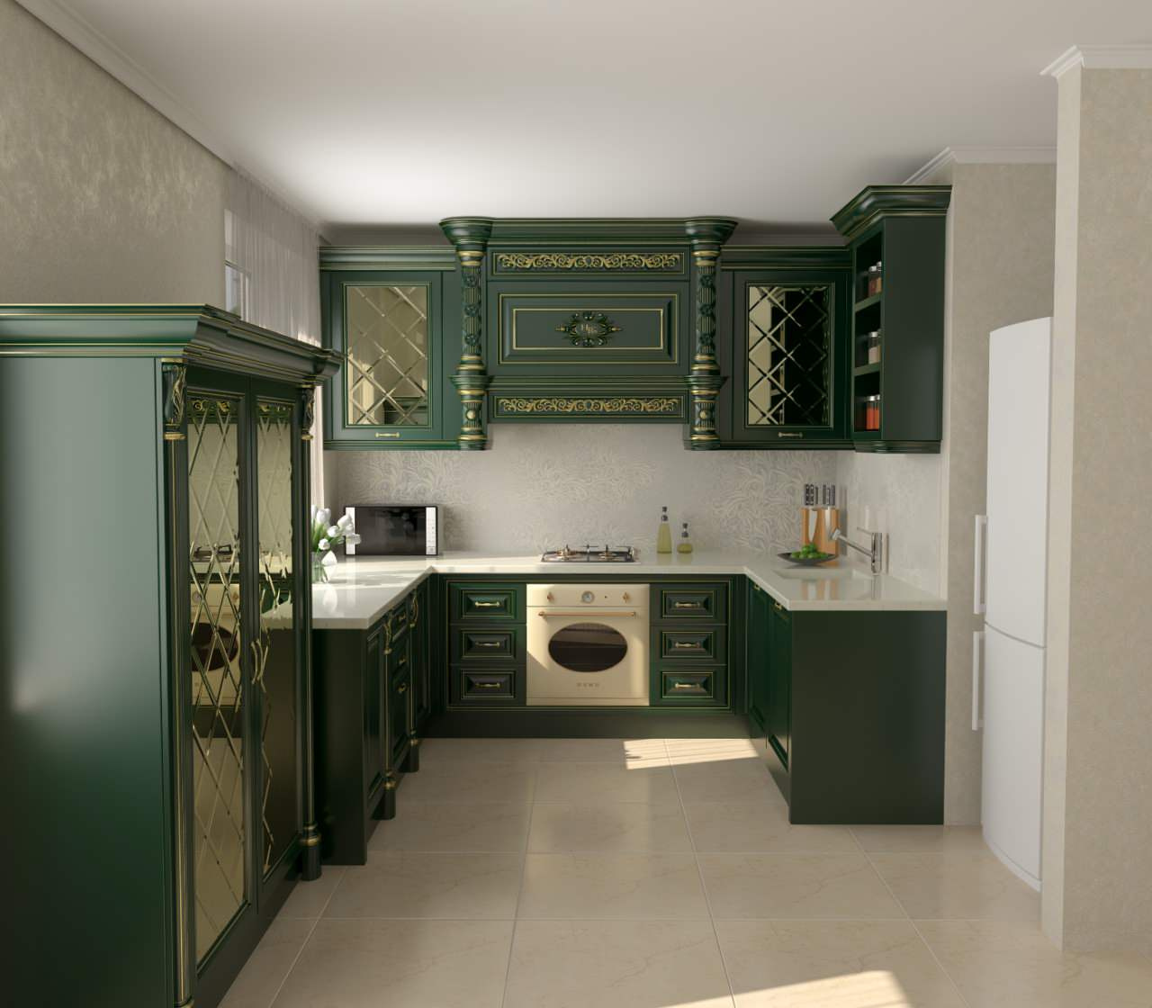 Зелёная кухня в классике