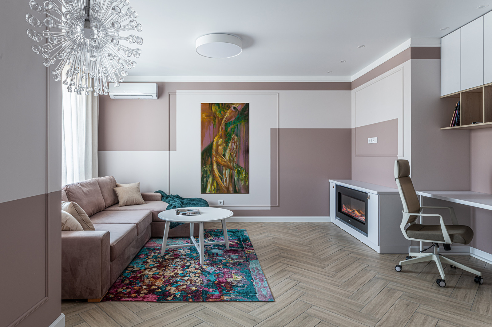 Трехкомнатная квартира 75.06 М² для семьи в мягких оттенках розового и бежевого