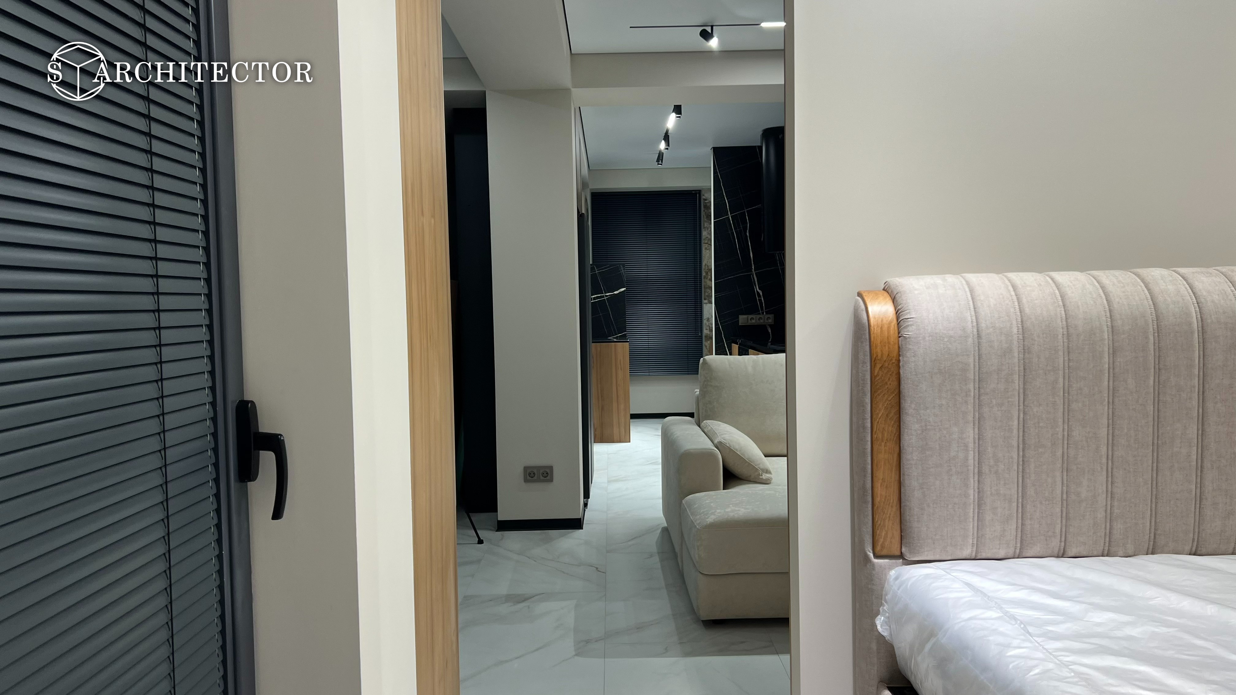 Дизайнерский интерьер 49 м² с натуральными материалами