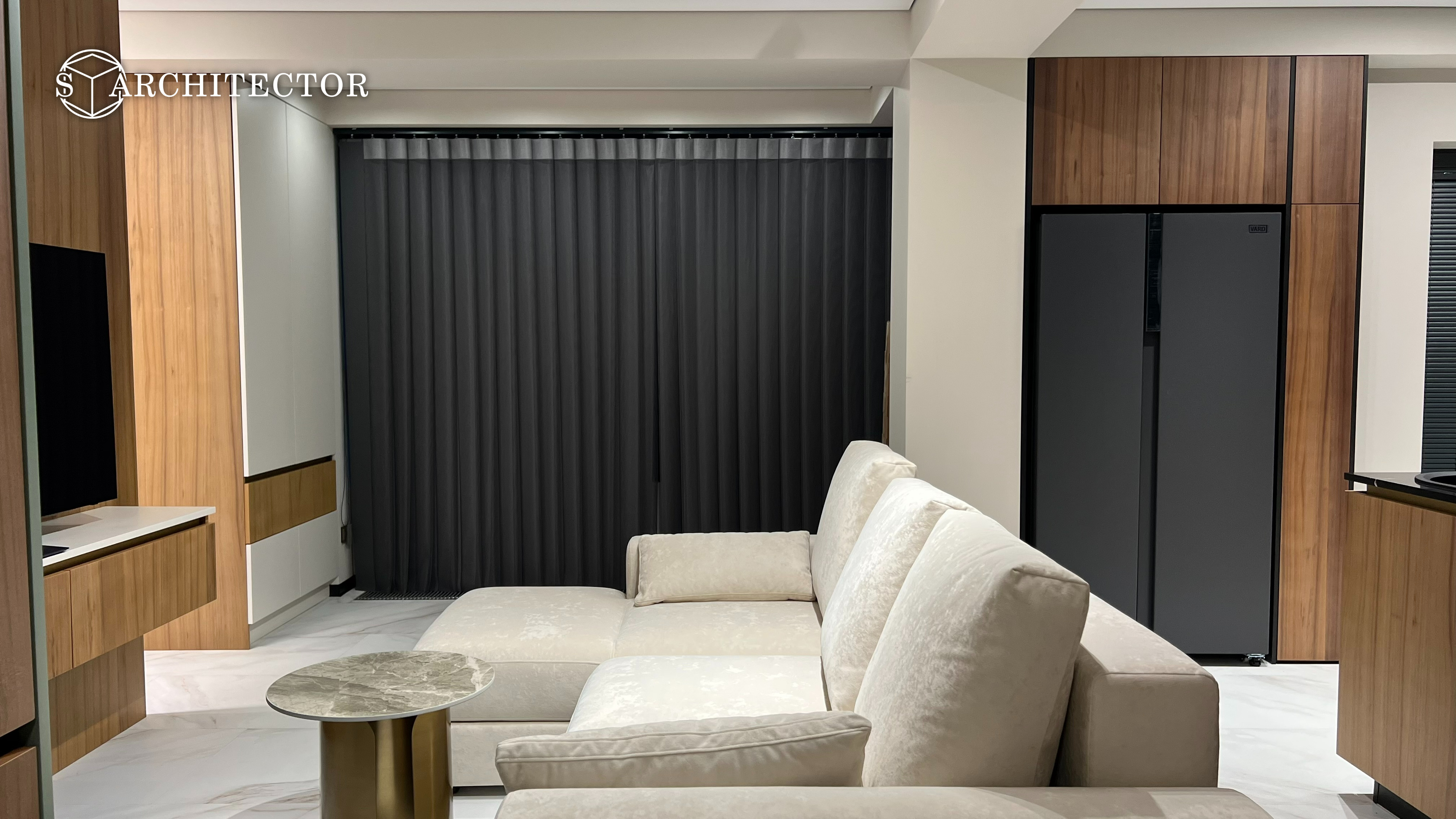 Дизайнерский интерьер 49 м² с натуральными материалами