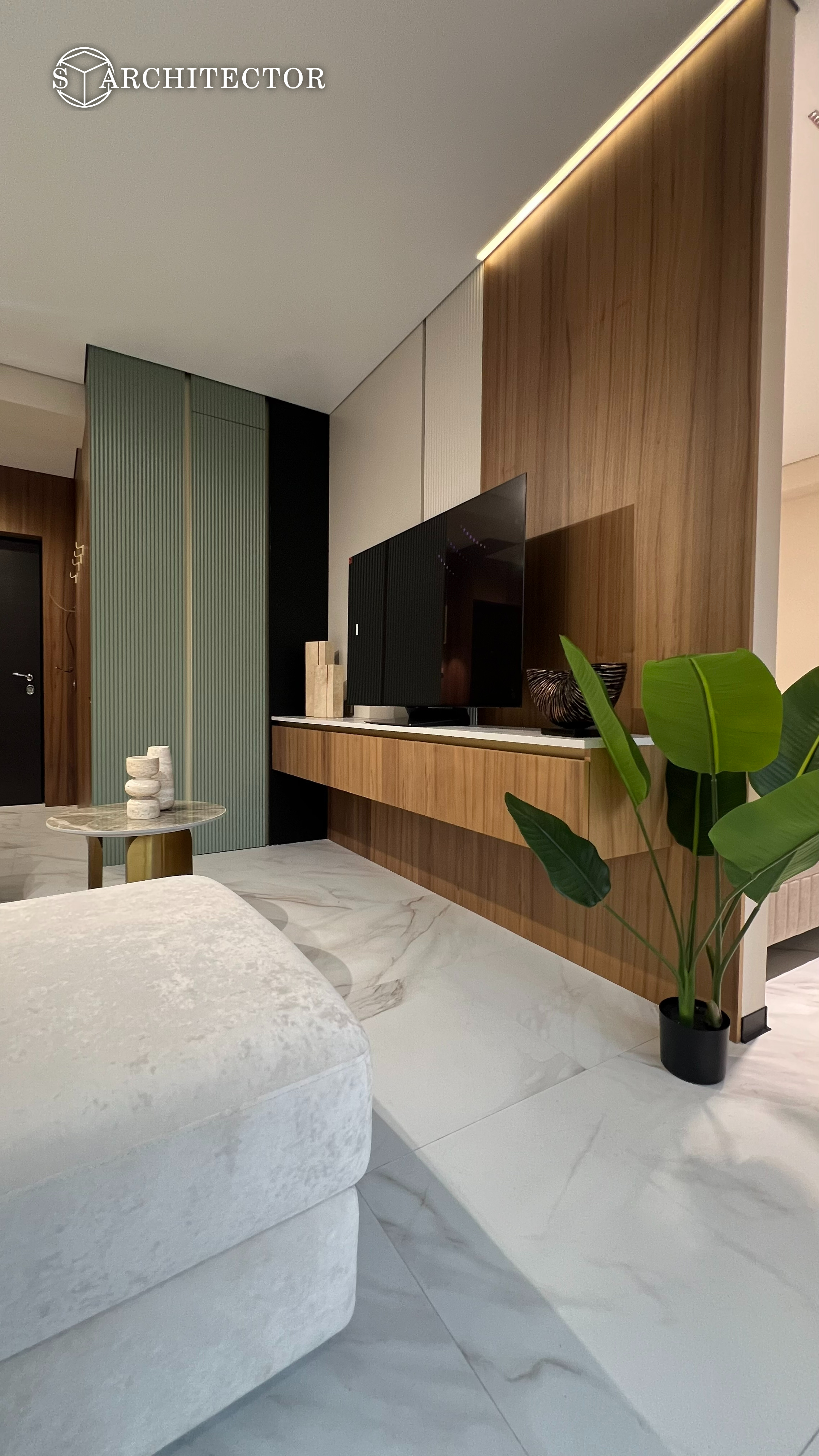 Дизайнерский интерьер 49 м² с натуральными материалами