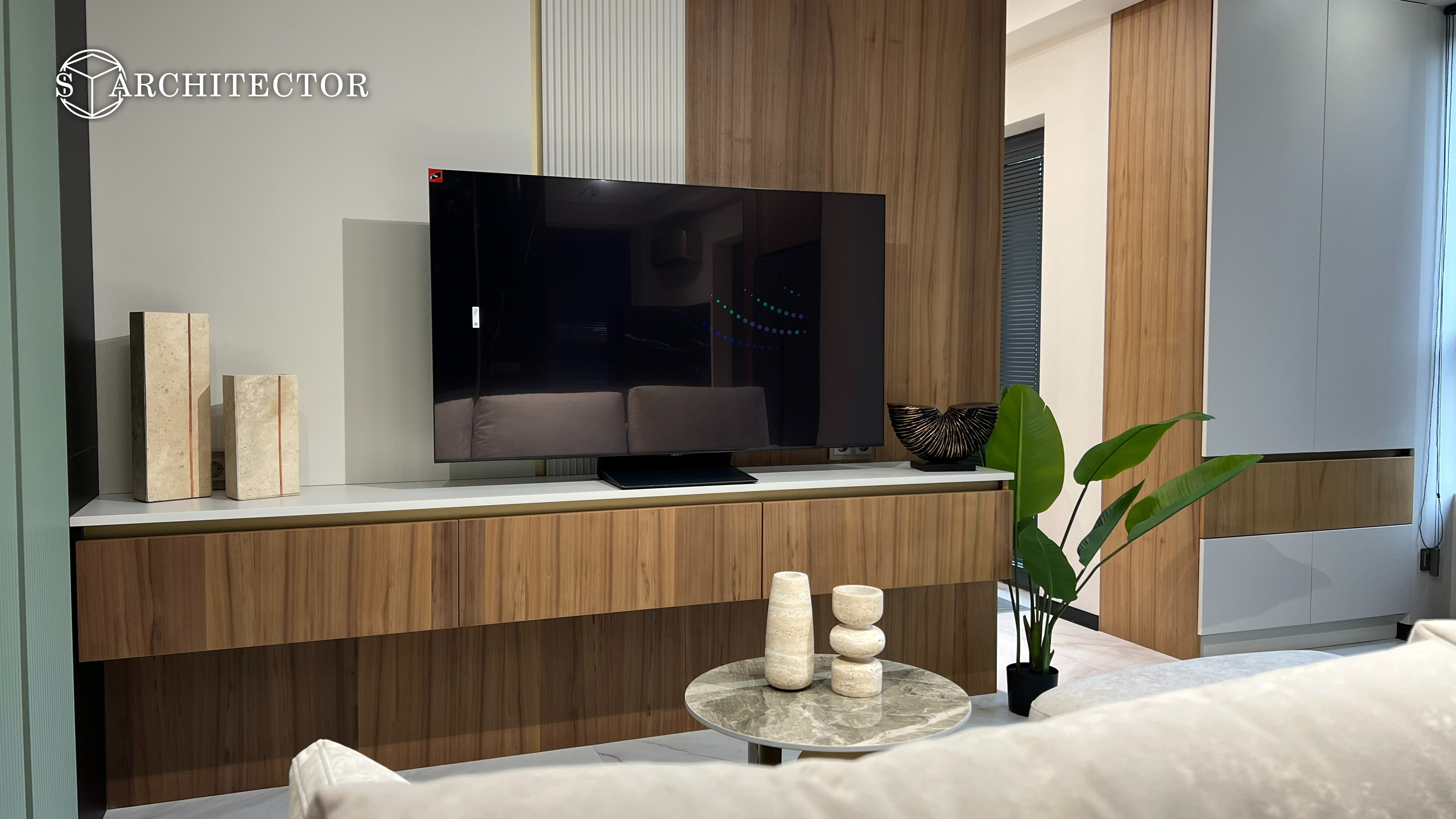 Дизайнерский интерьер 49 м² с натуральными материалами