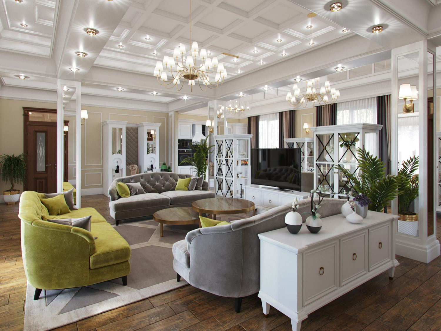 Кухня-гостиная с эркером в частном доме