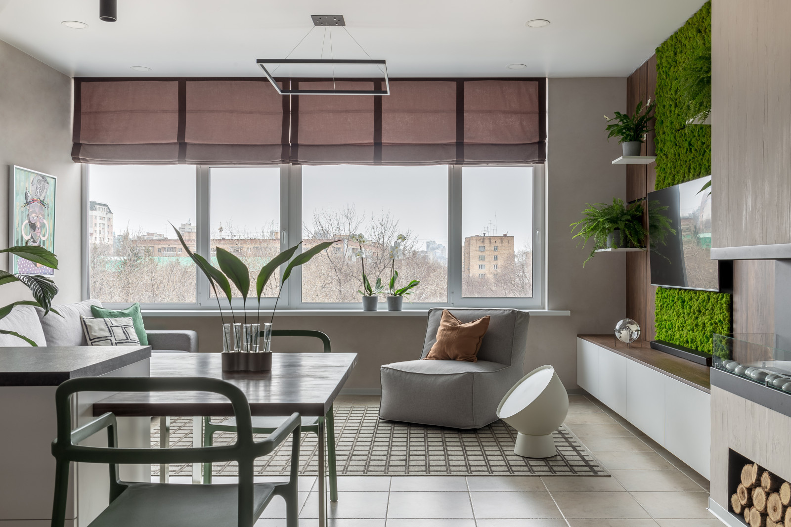 Кухня-гостиная с зеленью