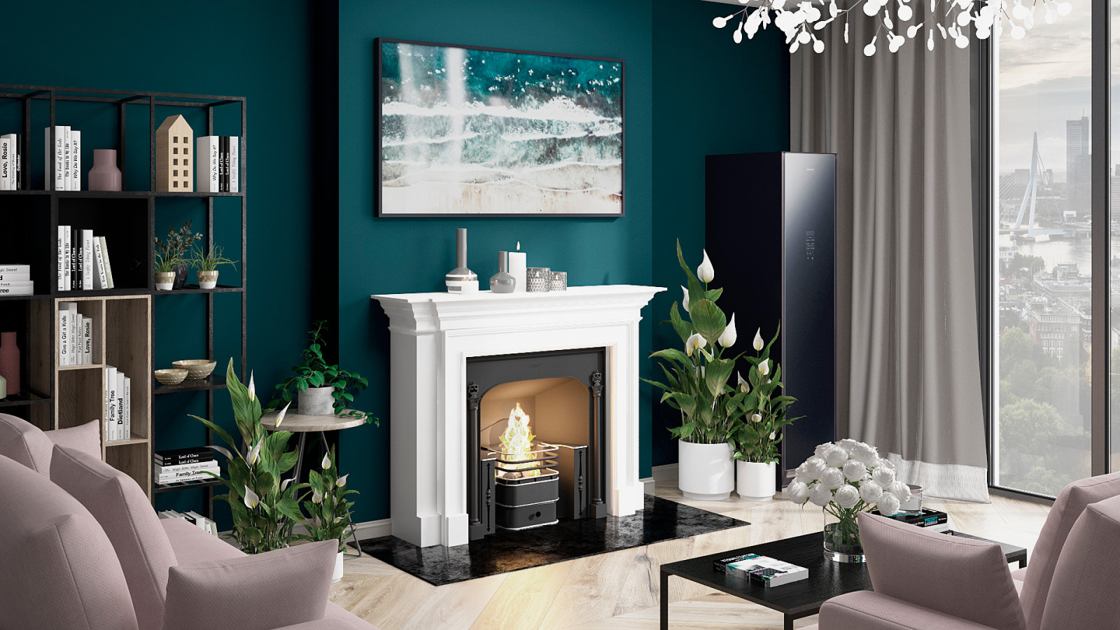 Обложка проекта: коттедж в зеленых тонах с техникой samsung