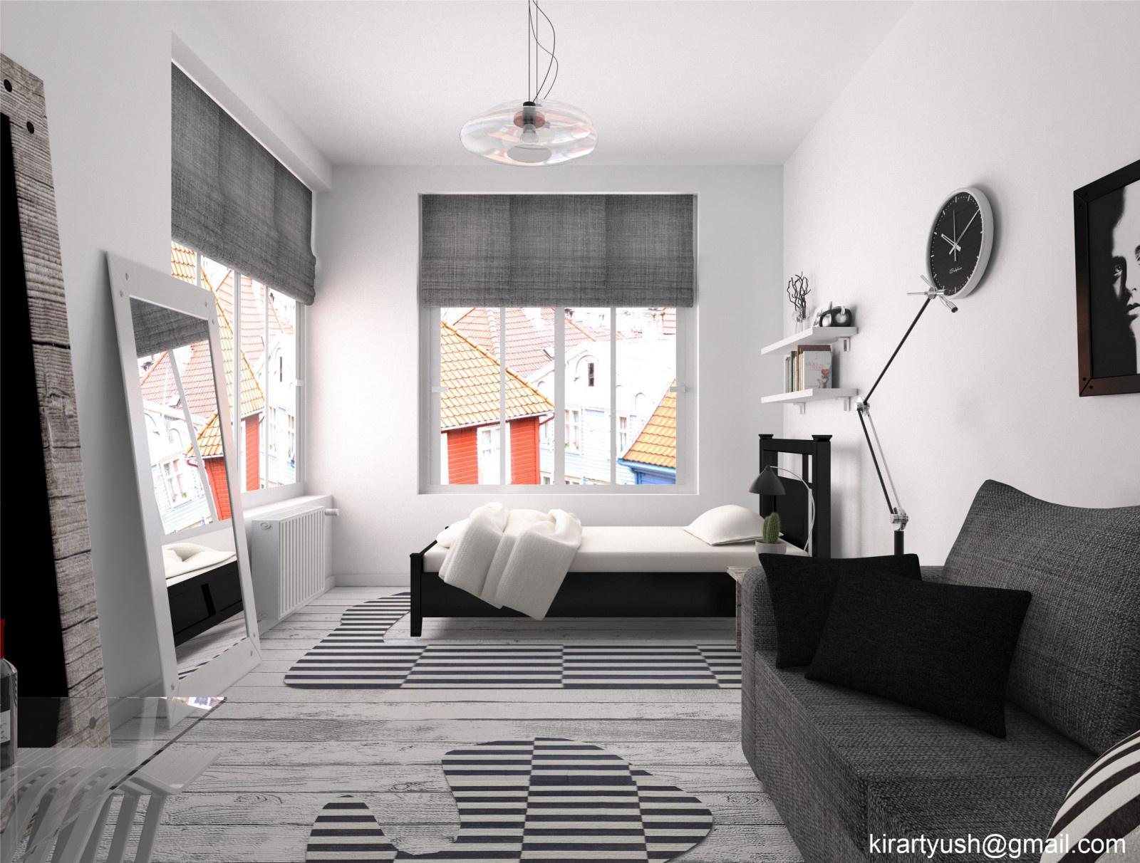Scandinavian bachelor bedroom