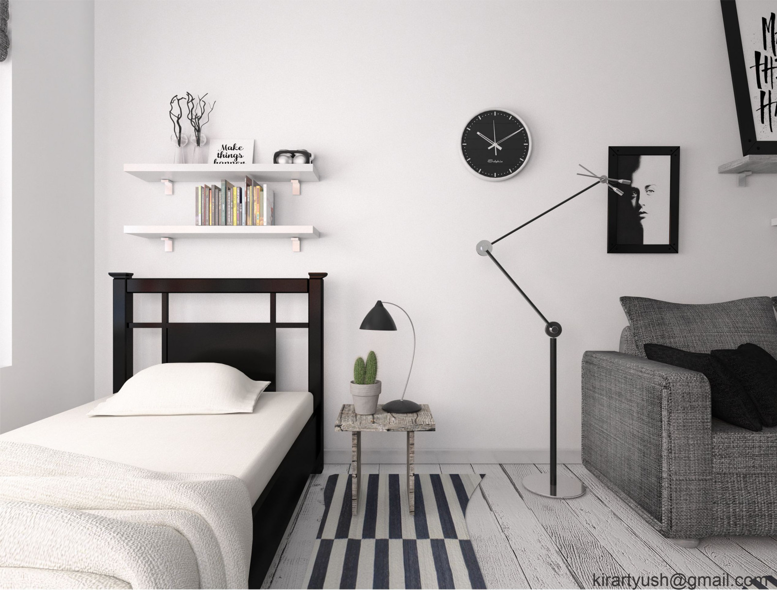 Scandinavian bachelor bedroom