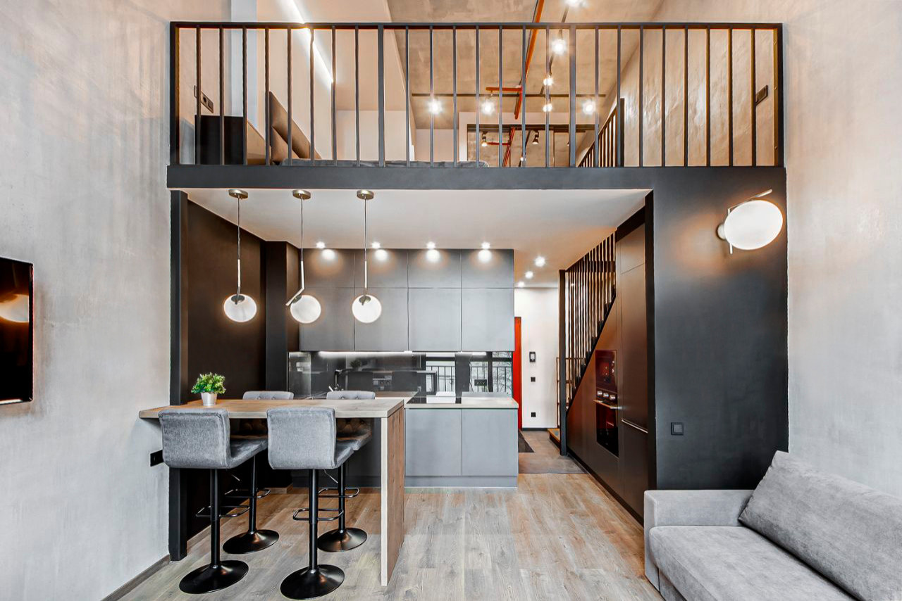 Геометрический двухуровневый лофт