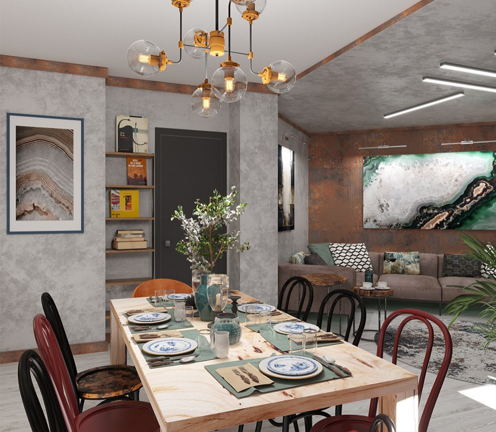 Eclectic apartment with loft motives