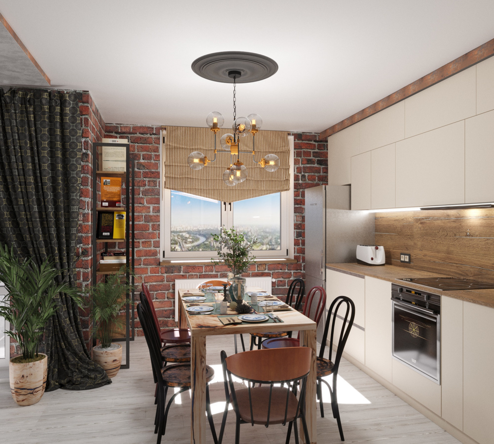 Eclectic apartment with loft motives
