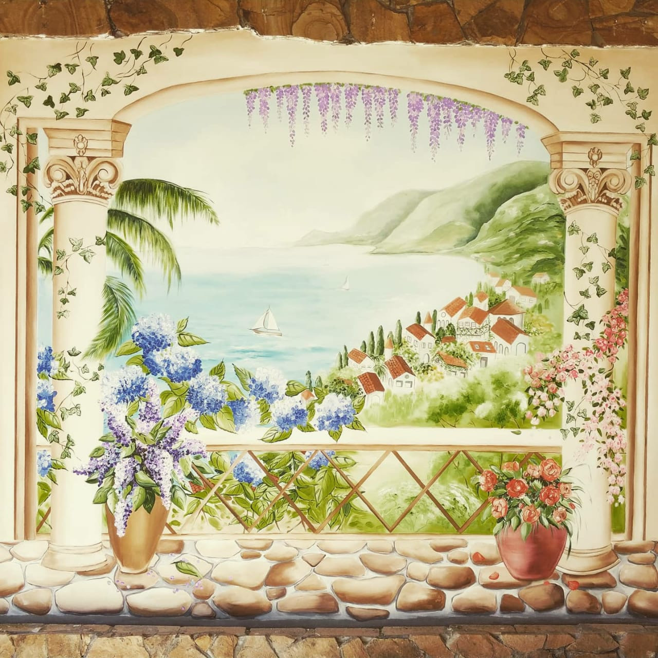 Роспись стен в беседке