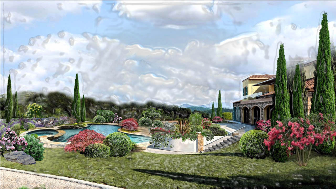 Эскизы. Сложный рельеф. Усадьба в стиле прованс