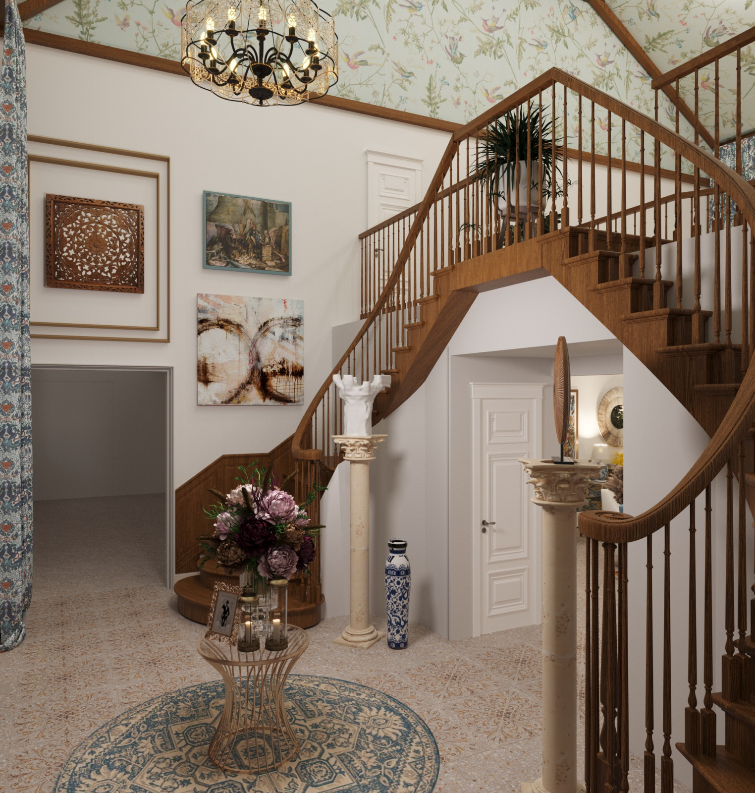 Traditional house with oriental accents