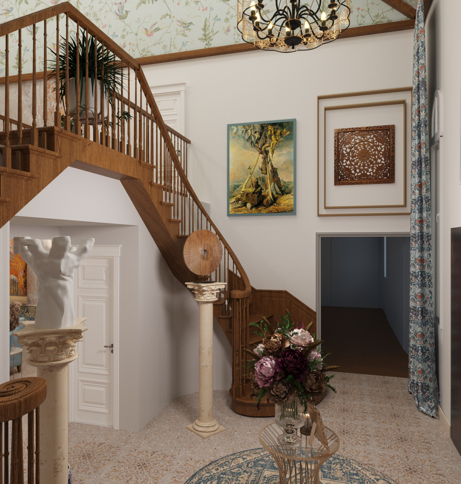 Traditional house with oriental accents