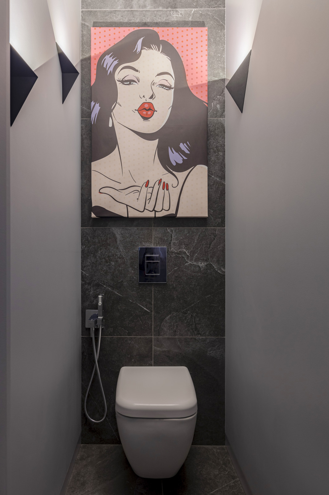 Private apartment with comics wall art.