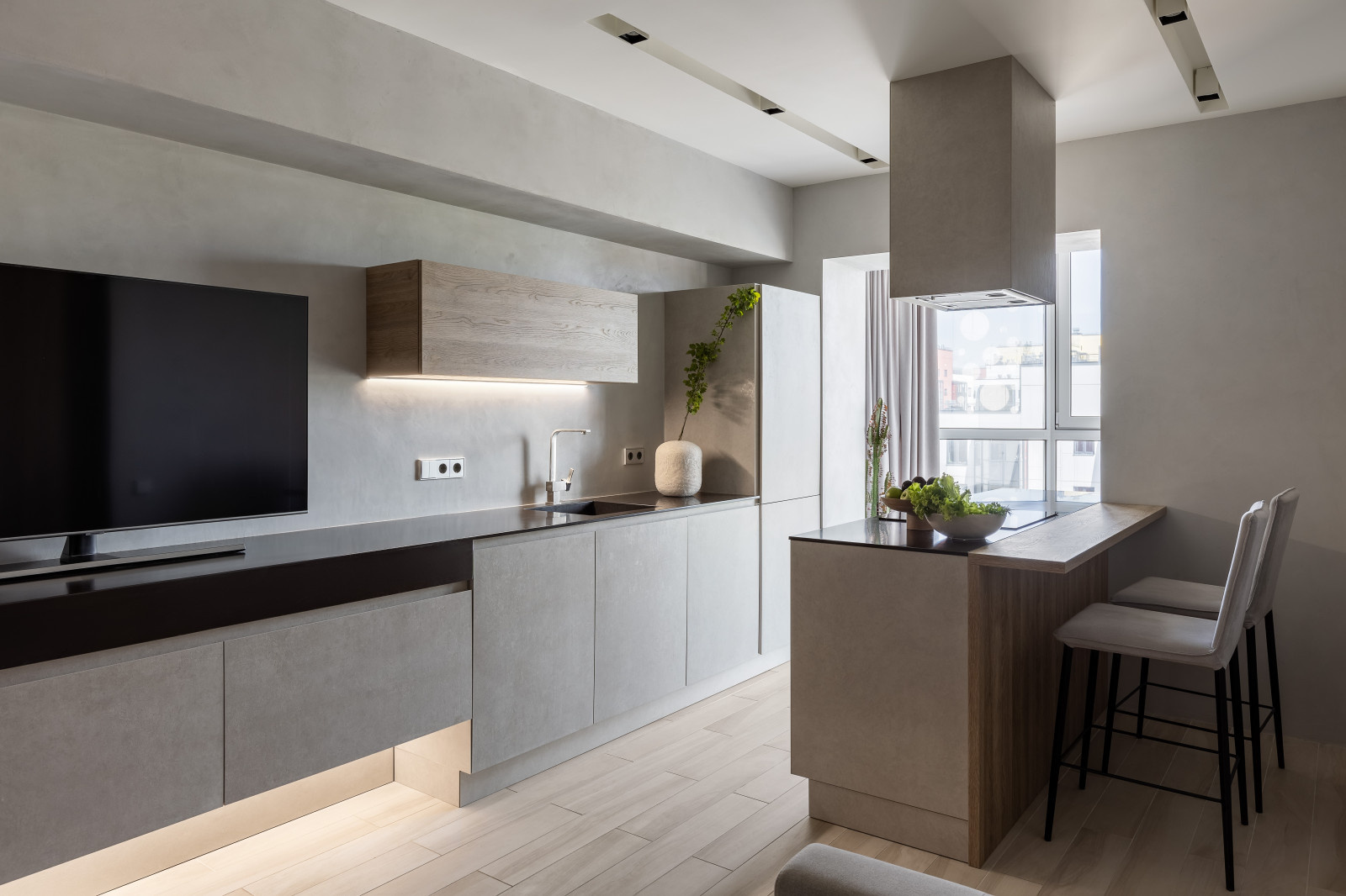 Проект недели: Очень вытянутая кухня-гостиная