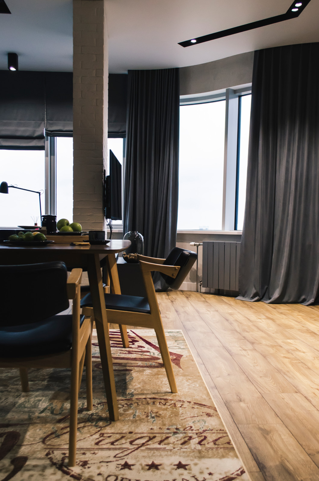 Monochrome apartments for young man on 24th floor