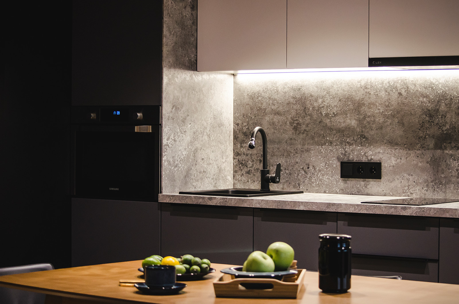 Monochrome apartments for young man on 24th floor