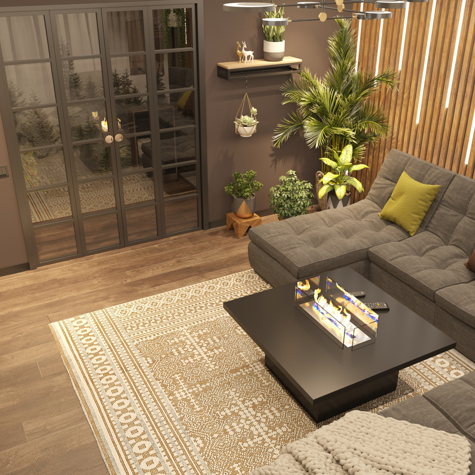 Дизайн гостиной в Эко- стиле. 18м².