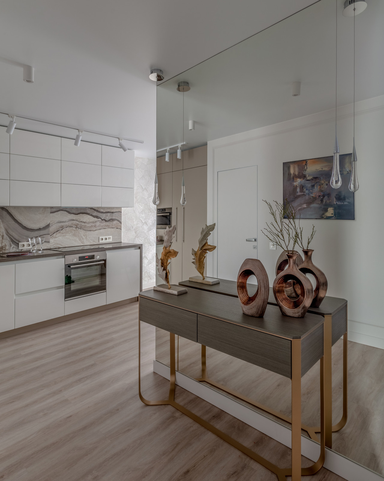 Дизайн-проект пентхауса в ЖК Европейский берег с высотой потолка 5,8 м.