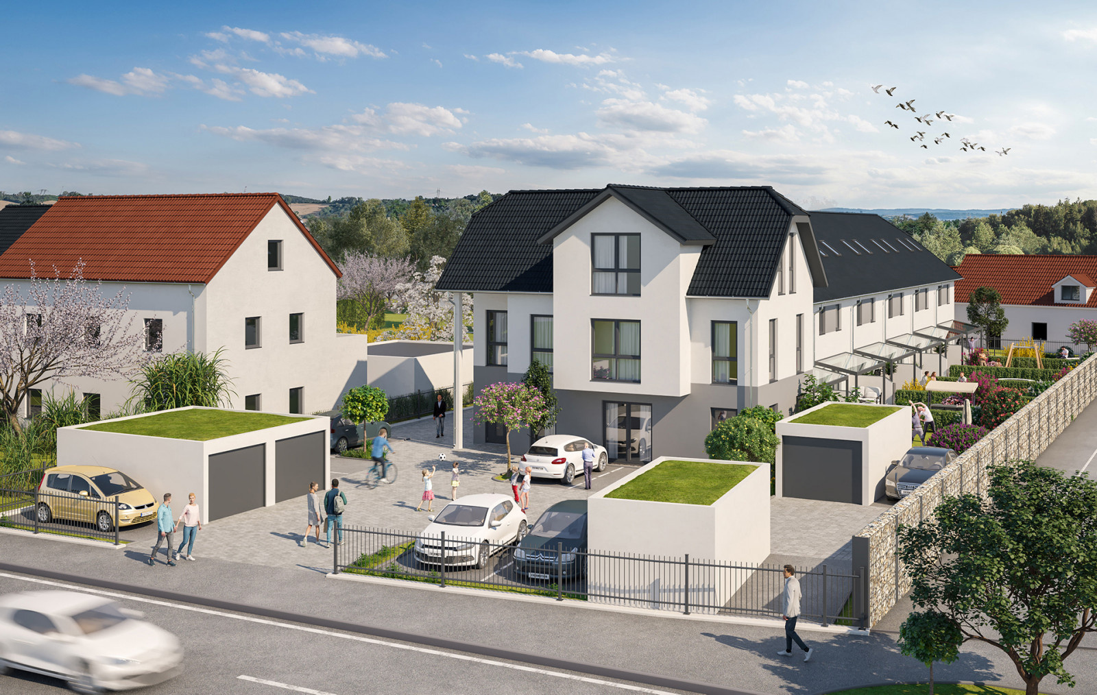 Neubau von 6 Reihenhäsern mit Geschöftshaus, Teublitz