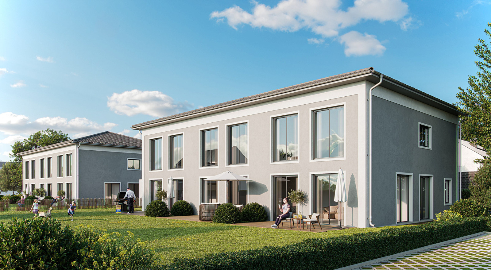 Neubau von 2 Dreispännern und Garagen