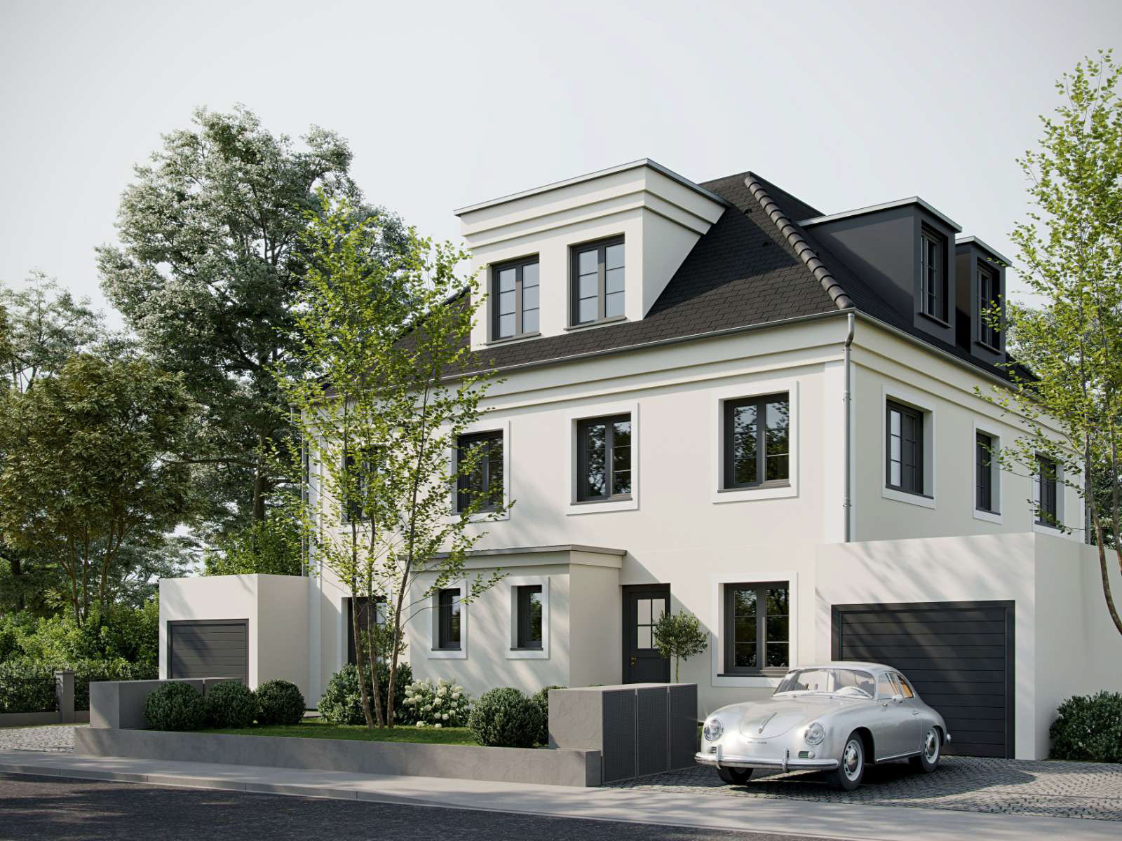 Neubau von Doppelhaushälﬅen, Pullach