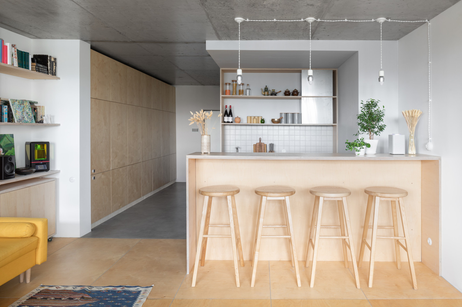 Houzz тур: Квартира с перегородкой из светодиодных трубок