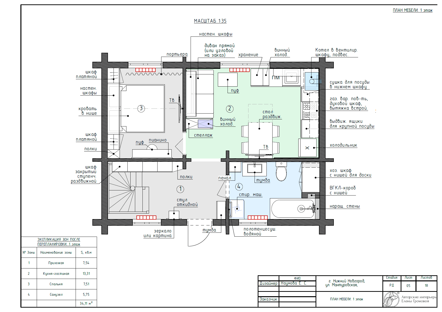 Деревянный дом для семьи, 68 кв.м.